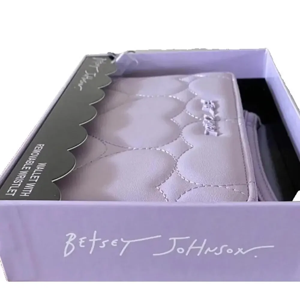 Betsey‎ Johnson Quilted Puff Heart Zip Around Wristlet Wallet - Lavender Purple